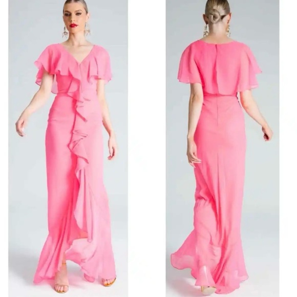 NWT Yaura Pink Isioma Ruffled Maxi Visit UK 10 US 6 C10 - Picture 6 of 8